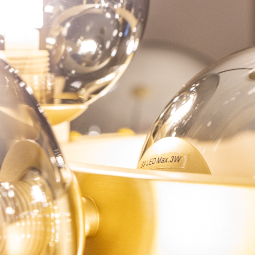 Brilagi - LED ljuskrona med textilsladd MILLA 15xG9/3W/230V guld/rökig