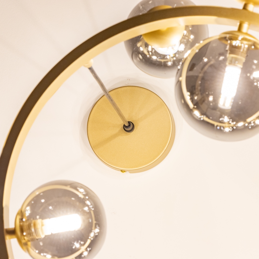 Brilagi - LED ljuskrona med textilsladd MILLA 15xG9/3W/230V guld/rökig