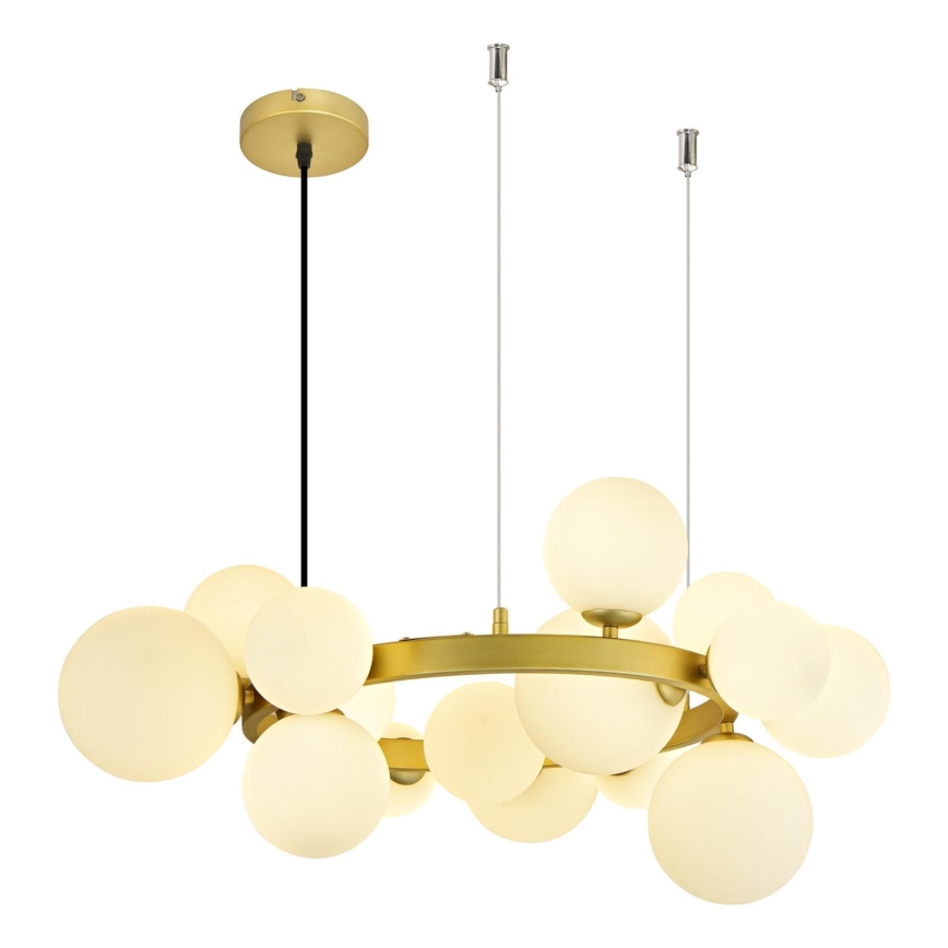 Brilagi - LED ljuskrona med textilsladd MILLA 15xG9/3W/230V guld/vit