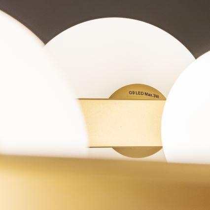 Brilagi - LED ljuskrona med textilsladd MILLA 15xG9/3W/230V guld/vit