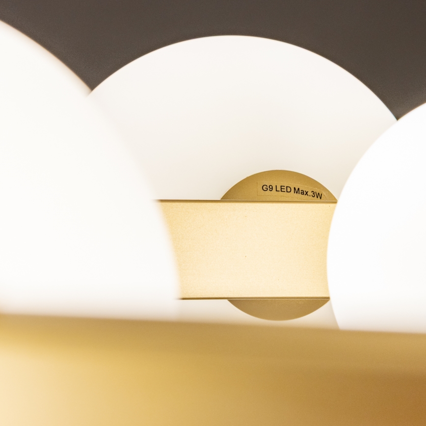 Brilagi - LED ljuskrona med textilsladd MILLA 15xG9/3W/230V guld/vit