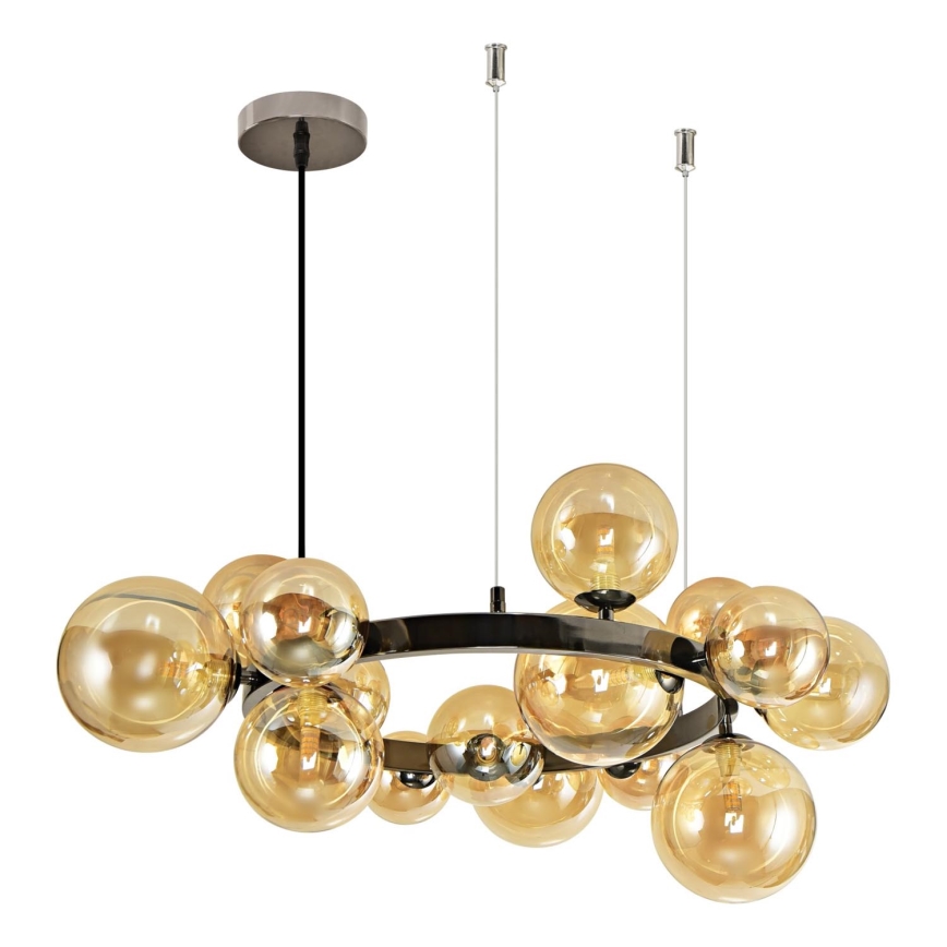 Brilagi - LED ljuskrona med textilsladd MILLA 15xG9/3W/230V skinande krom/guld