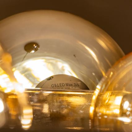 Brilagi - LED ljuskrona med textilsladd MILLA 15xG9/3W/230V skinande krom/guld