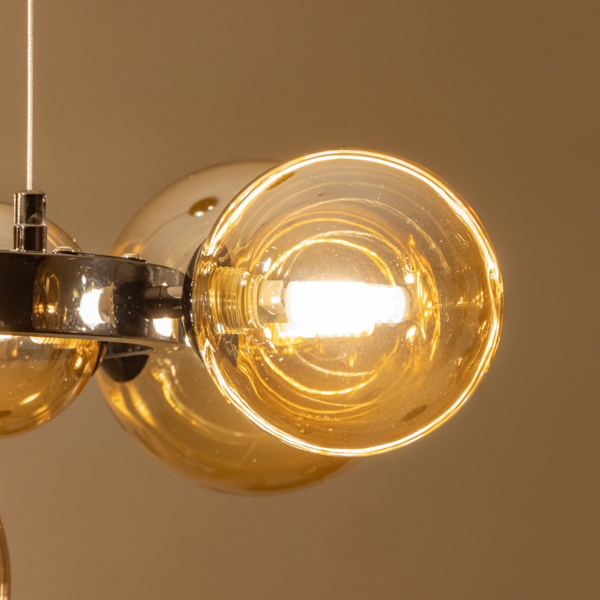 Brilagi - LED ljuskrona med textilsladd MILLA 15xG9/3W/230V skinande krom/guld