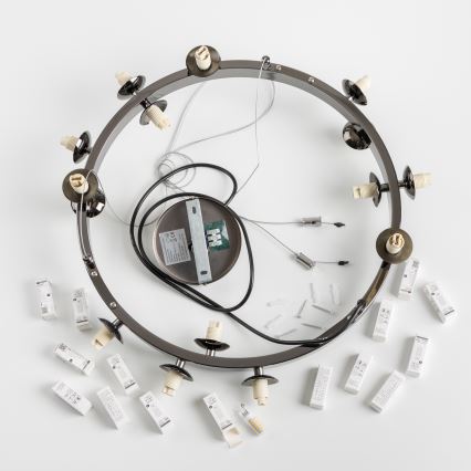 Brilagi - LED ljuskrona med textilsladd MILLA 15xG9/3W/230V skinande krom/guld