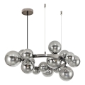 Brilagi - LED ljuskrona med textilsladd MILLA 15xG9/3W/230V skinande krom/rökig