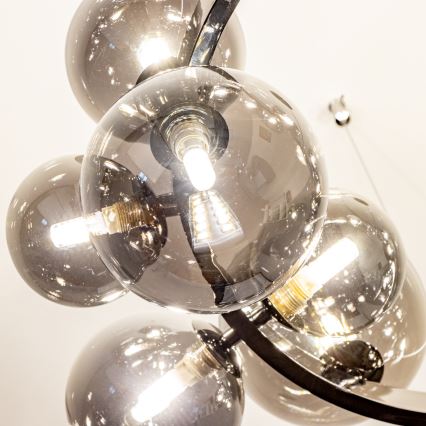 Brilagi - LED ljuskrona med textilsladd MILLA 15xG9/3W/230V skinande krom/rökig