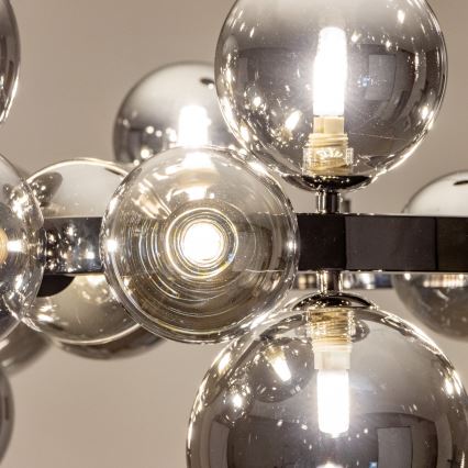 Brilagi - LED ljuskrona med textilsladd MILLA 15xG9/3W/230V skinande krom/rökig