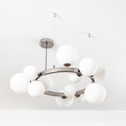 Brilagi - LED ljuskrona med textilsladd MILLA 15xG9/3W/230V skinande krom/vit