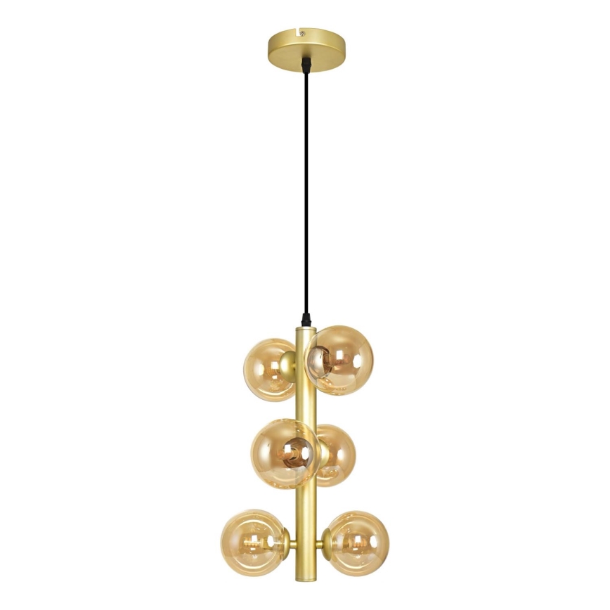 Brilagi - LED ljuskrona med textilsladd MILLA 6xG9/3W/230V guld