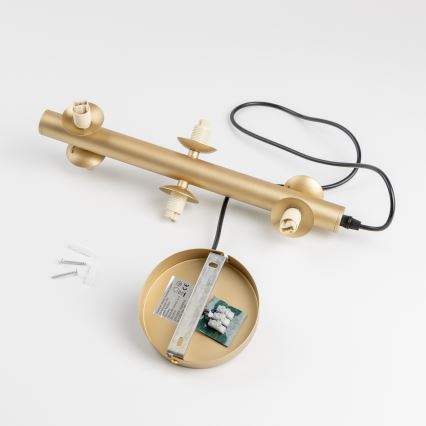 Brilagi - LED ljuskrona med textilsladd MILLA 6xG9/3W/230V guld