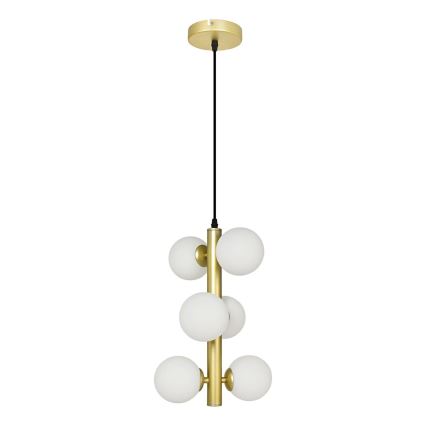 Brilagi - LED ljuskrona med textilsladd MILLA 6xG9/3W/230V guld/vit