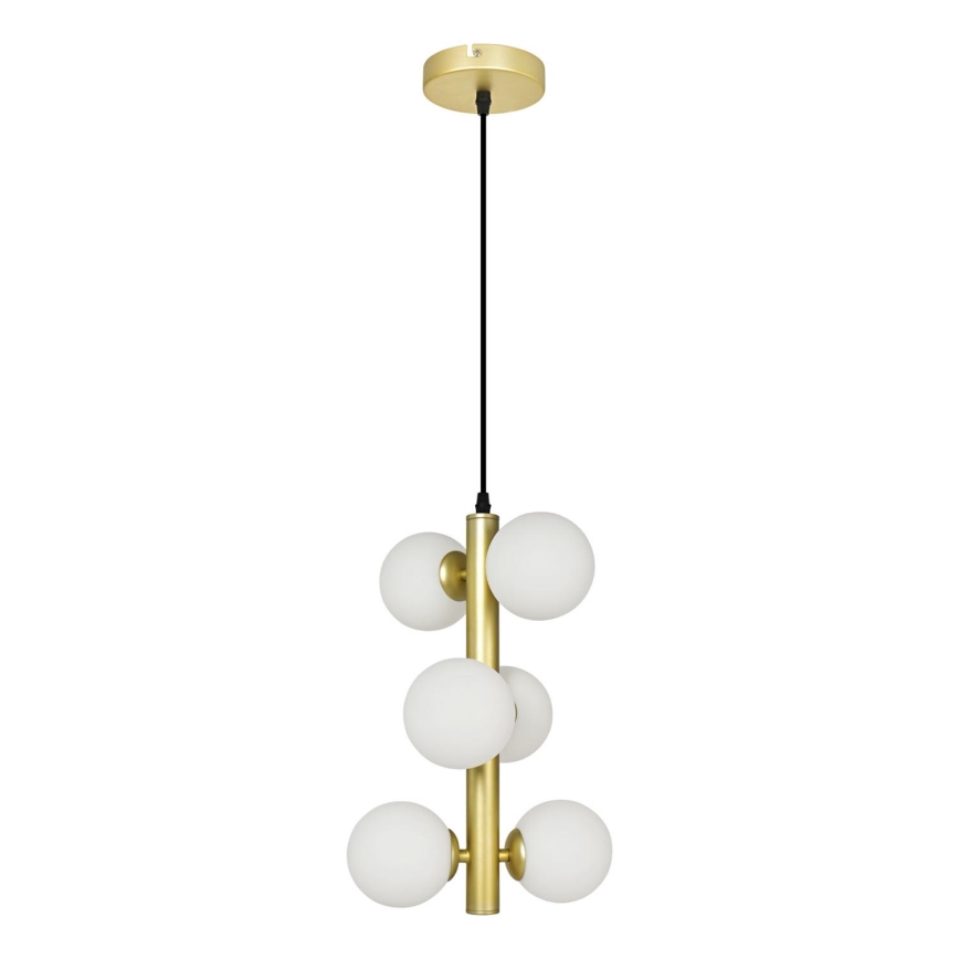 Brilagi - LED ljuskrona med textilsladd MILLA 6xG9/3W/230V guld/vit