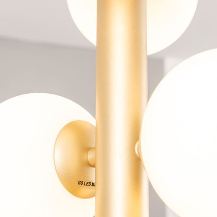 Brilagi - LED ljuskrona med textilsladd MILLA 6xG9/3W/230V guld/vit