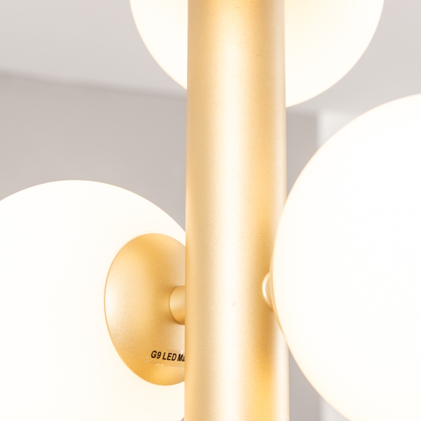 Brilagi - LED ljuskrona med textilsladd MILLA 6xG9/3W/230V guld/vit