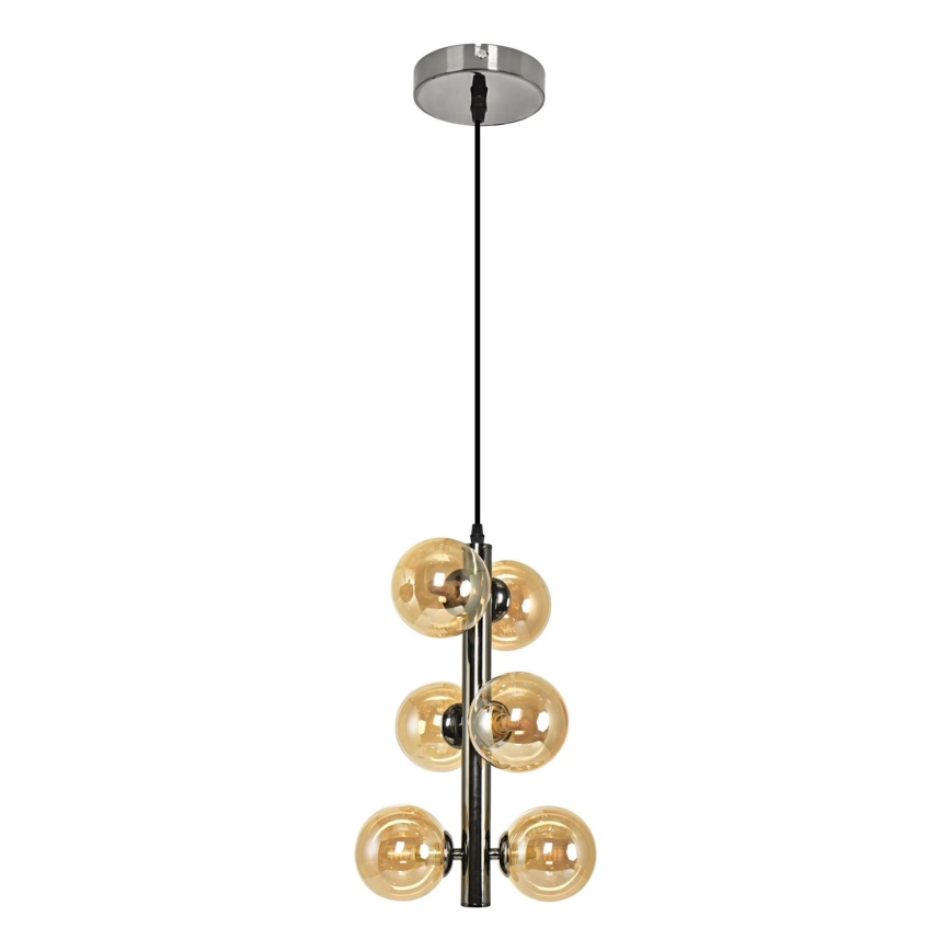 Brilagi - LED ljuskrona med textilsladd MILLA 6xG9/3W/230V skinande krom/guld