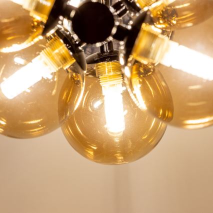 Brilagi - LED ljuskrona med textilsladd MILLA 6xG9/3W/230V skinande krom/guld