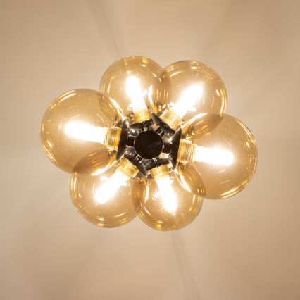 Brilagi - LED ljuskrona med textilsladd MILLA 6xG9/3W/230V skinande krom/guld