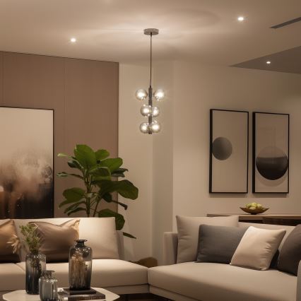 Brilagi - LED ljuskrona med textilsladd MILLA 6xG9/3W/230V skinande krom/rökig