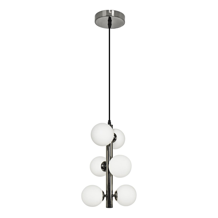 Brilagi - LED ljuskrona med textilsladd MILLA 6xG9/3W/230V skinande krom/vit