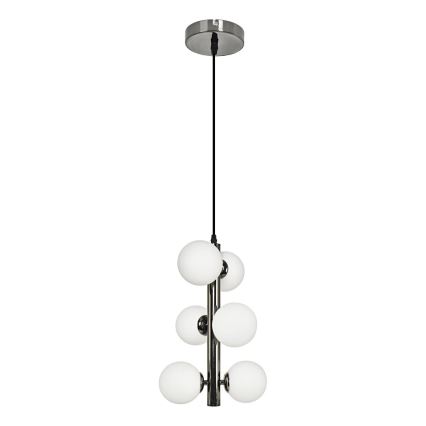 Brilagi - LED ljuskrona med textilsladd MILLA 6xG9/3W/230V skinande krom/vit