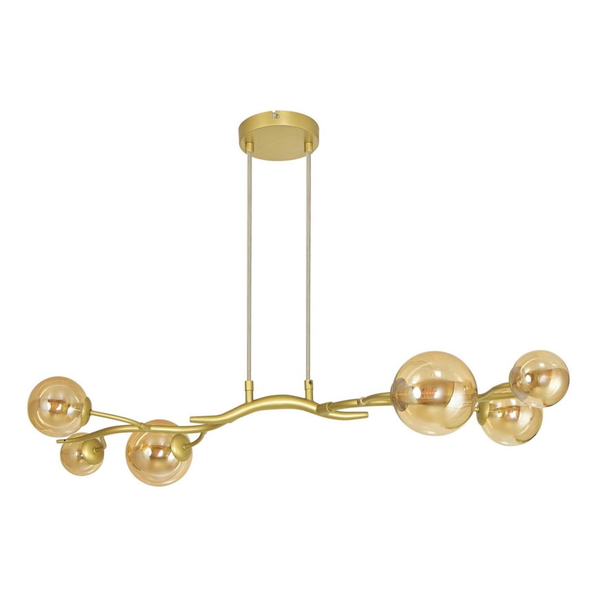 Brilagi - LED ljuskrona med textilsladd MISTEL 6xG9/3W/230V guld