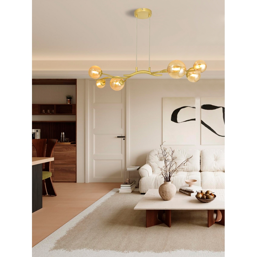Brilagi - LED ljuskrona med textilsladd MISTEL 6xG9/3W/230V guld