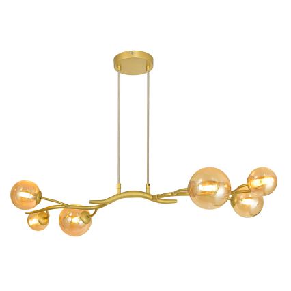 Brilagi - LED ljuskrona med textilsladd MISTEL 6xG9/3W/230V guld
