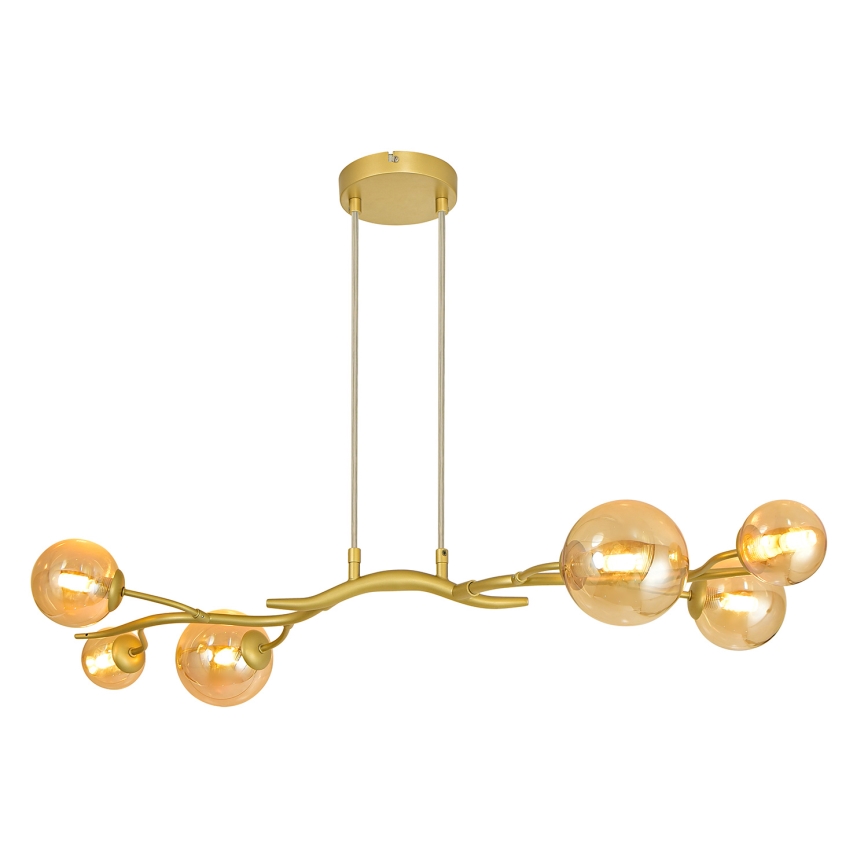 Brilagi - LED ljuskrona med textilsladd MISTEL 6xG9/3W/230V guld