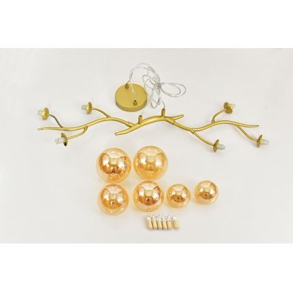 Brilagi - LED ljuskrona med textilsladd MISTEL 6xG9/3W/230V guld