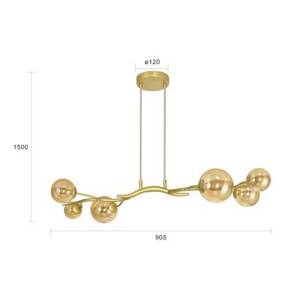 Brilagi - LED ljuskrona med textilsladd MISTEL 6xG9/3W/230V guld