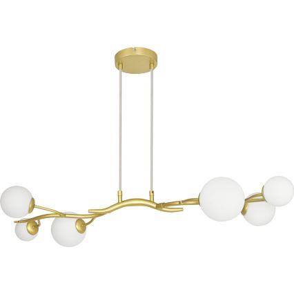 Brilagi - LED ljuskrona med textilsladd MISTEL 6xG9/3W/230V guld/vit