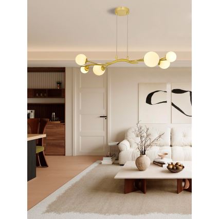 Brilagi - LED ljuskrona med textilsladd MISTEL 6xG9/3W/230V guld/vit