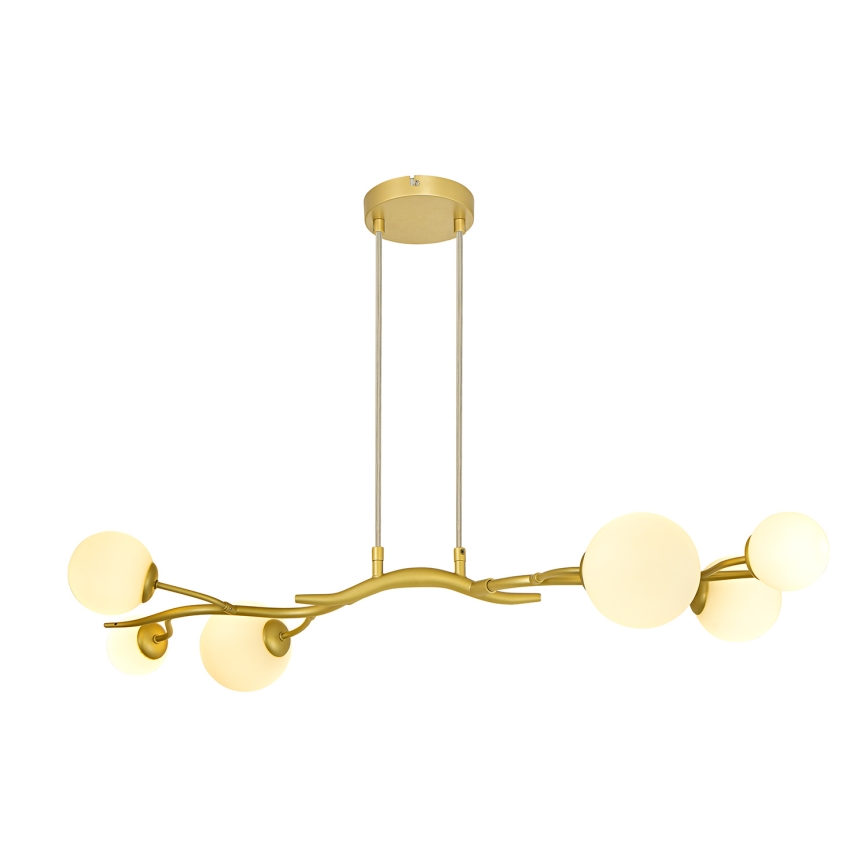 Brilagi - LED ljuskrona med textilsladd MISTEL 6xG9/3W/230V guld/vit
