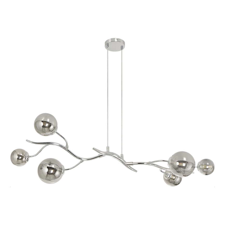 Brilagi - LED ljuskrona med textilsladd MISTEL 6xG9/3W/230V skinande krom/rökig