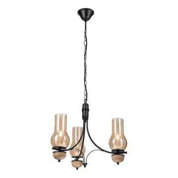 Brilagi - LED Ljuskrona på kedja COTTAGE 3xE14/40W/230V bok/brun
