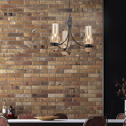 Brilagi - LED Ljuskrona på kedja COTTAGE 3xE14/40W/230V bok/brun