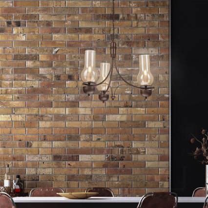 Brilagi - LED Ljuskrona på kedja COTTAGE 3xE14/40W/230V ek/brun