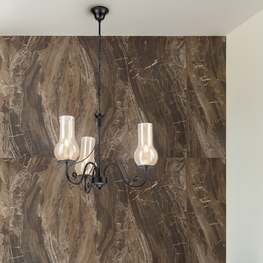 Brilagi - LED Ljuskrona på kedja COTTAGE 3xE14/40W/230V svart/brun