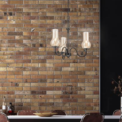 Brilagi - LED Ljuskrona på kedja COTTAGE 3xE14/40W/230V svart/brun