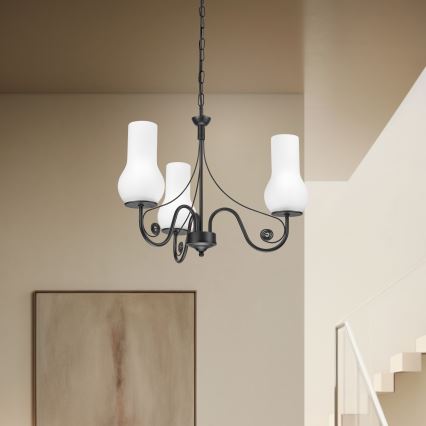 Brilagi - LED Ljuskrona på kedja COTTAGE 3xE14/40W/230V svart/vit