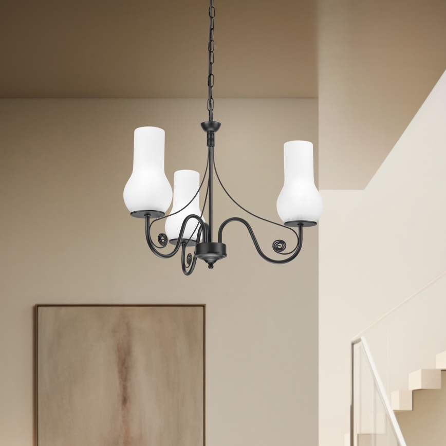 Brilagi - LED Ljuskrona på kedja COTTAGE 3xE14/40W/230V svart/vit