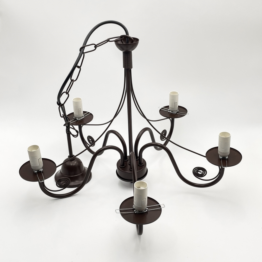 Brilagi - LED Ljuskrona på kedja COTTAGE 5xE14/40W/230V brun