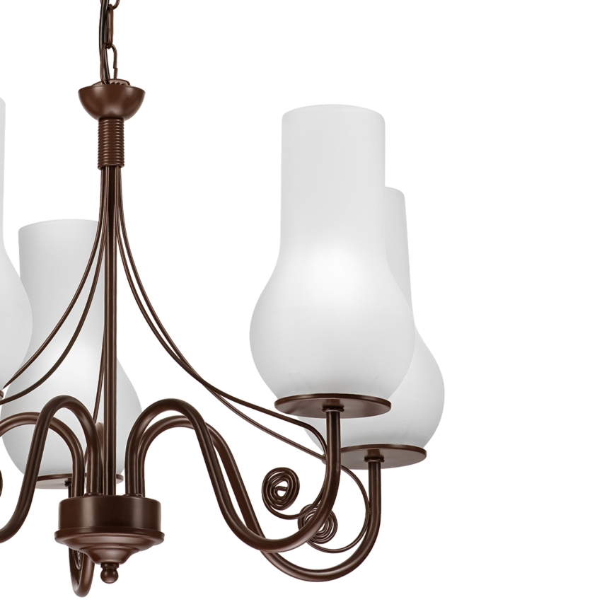 Brilagi - LED Ljuskrona på kedja COTTAGE 5xE14/40W/230V brun/vit