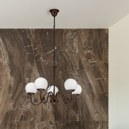 Brilagi - LED Ljuskrona på kedja COTTAGE 5xG9/40W/230V brun/vit