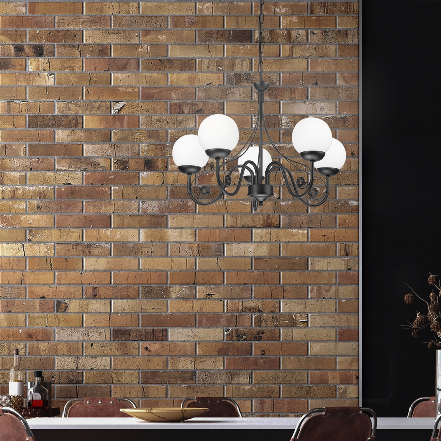 Brilagi - LED Ljuskrona på kedja COTTAGE 5xG9/40W/230V svart/vit