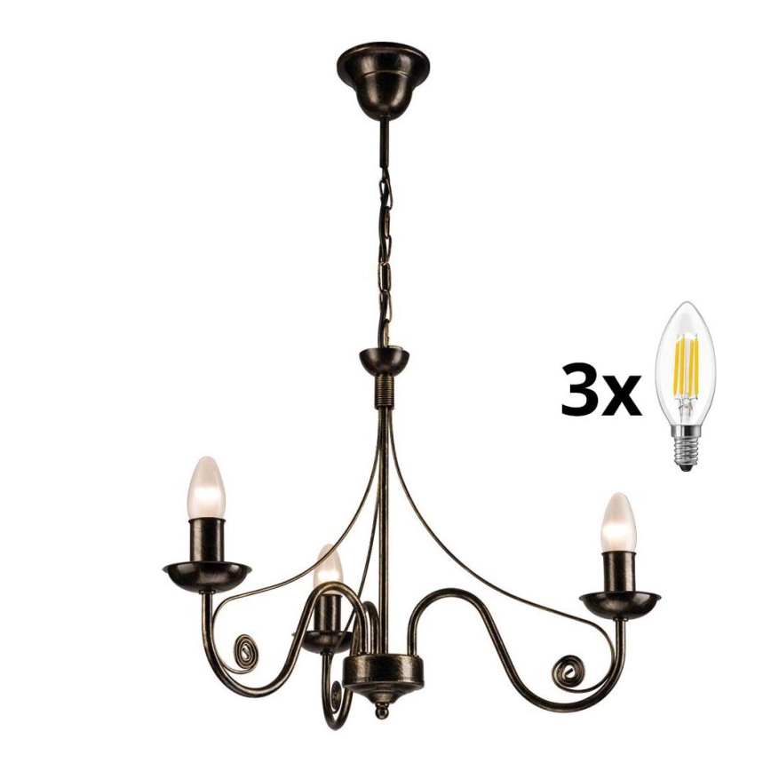 Brilagi - LED Ljuskrona på kedja STEFANO 3xE14/40W/230V svart patina