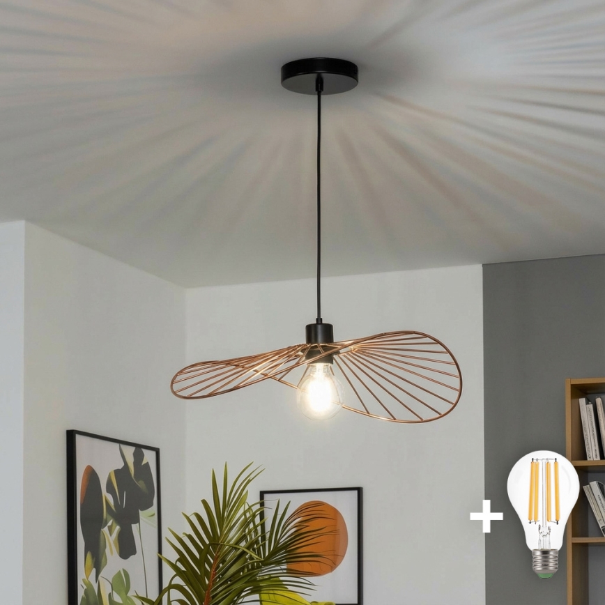 Brilagi - LED-ljuskrona på vajer CERIA WIRE 1xE27/40W/230V 40x56 cm brons