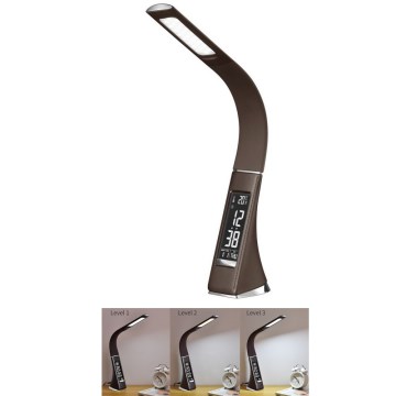 Brilagi - LED ljusreglerad bordslampa med en display PELLE LED/7W/230V brun