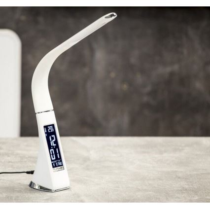 Brilagi - LED ljusreglerad bordslampa med en display PELLE LED/7W/230V vit